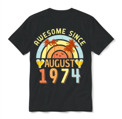 August 1974 Retro Unisex T-Shirt - Black