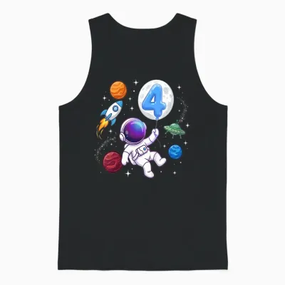 Kinder Astronaut 4. Geburtstag - Junge 4 Jahre Alt Kindergeburtstag Unisex Tank Top - Black