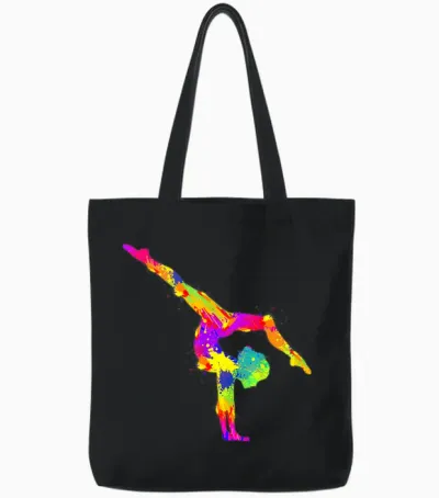 Gymnastics Women's Girls' Children's T-Shirt, Black Tote Bags - Black