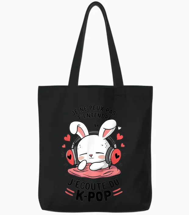 K-Pop T-Shirt | T-Shirts for Girls & Women Gifts K-Pop T-Shirt, White, S Tote Bags in Black