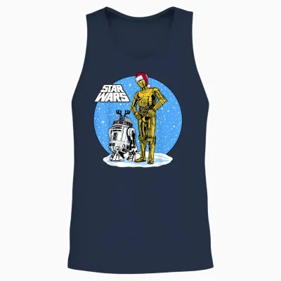 Star Wars Christmas C-3po & R2-D2 Snow Globe Unisex Tank Top - Navy