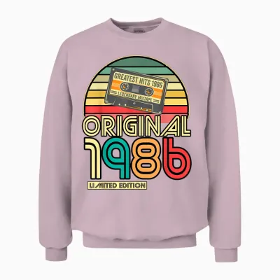 Legendary Since 1986 Birthday 1986 Retro Original 1986 Party T-Shirt, Black Unisex Sweatshirt - Light Pink