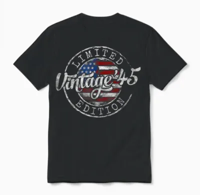 Vintage 1945 80th Birthday Gifts for Men Women 80 Year Old Unisex T-Shirt - Black