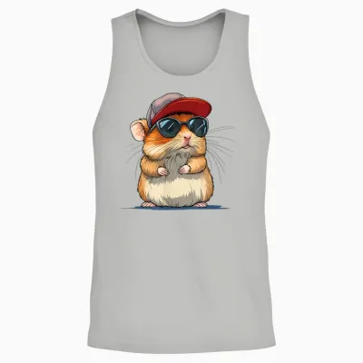 Cool Hamster Costume with Cap and Sunglasses Unisex Tank Top - Ash