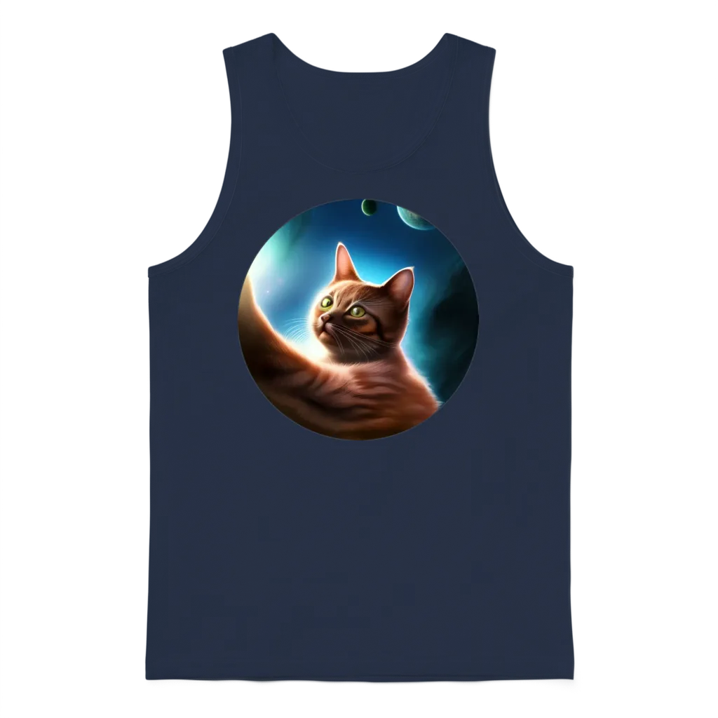 Funny Catstronaut Unisex Tank Top - Navy