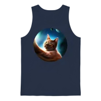 Funny Catstronaut Unisex Tank Top - Navy – 1