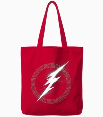 Zeus, Ancient Greek God, Lightning Symbol T-Shirt, Black, S Tote Bags - Red