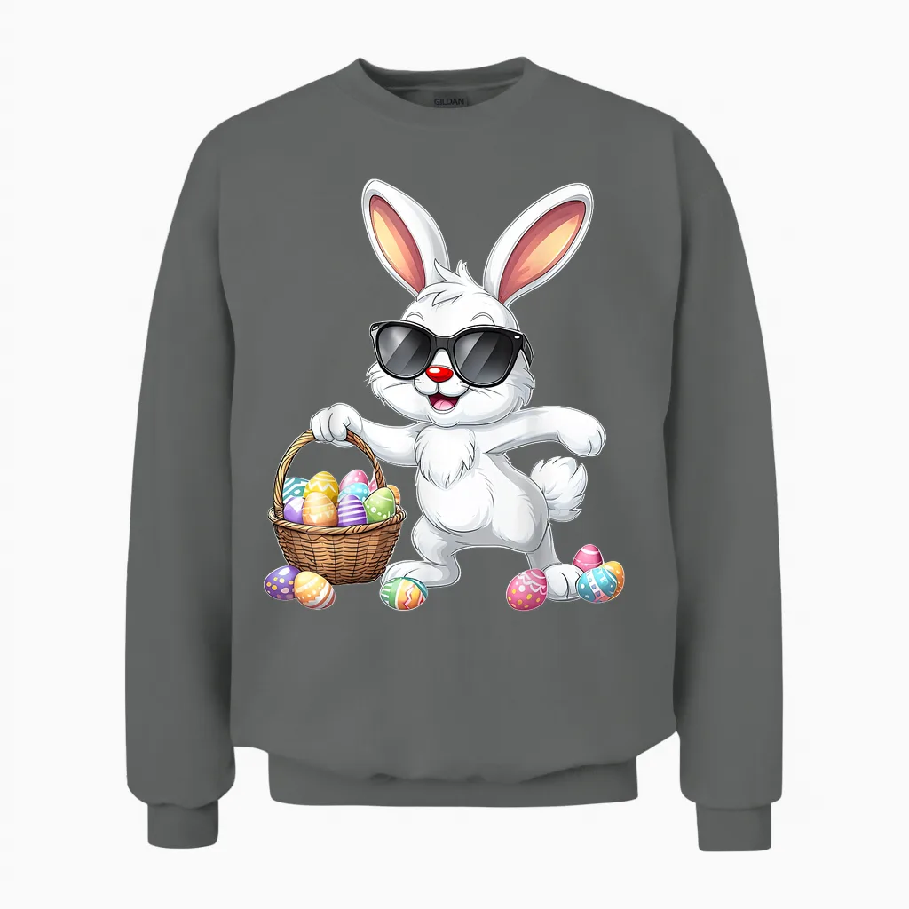 Lustiges Dabbing Bunny Ostern Happy Easter Für Jungen Mädchen Erwachsene Unisex Sweatshirt in Graphite Heather