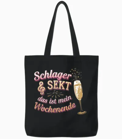 Schlager & Sekt Das Ist Mein Wochenende Tote Bags - Black