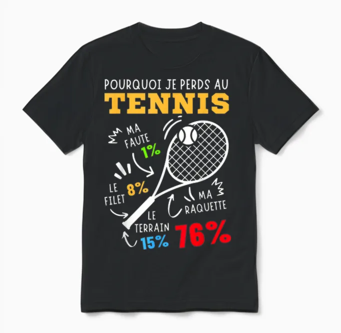 Tennis Humor Funny Gift Tennis Player Tennis Sport Unisex T-Shirt in Black