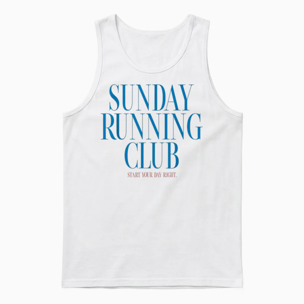 Sunday Running Club, Jogging, Sport, Gesundheit Unisex Tank Top in White