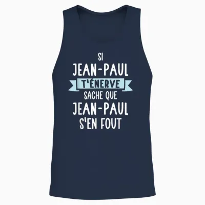 Men's Gift Humour Personalised Name Jean-Paul T-Shirt, Black, S Unisex Tank Top - Navy