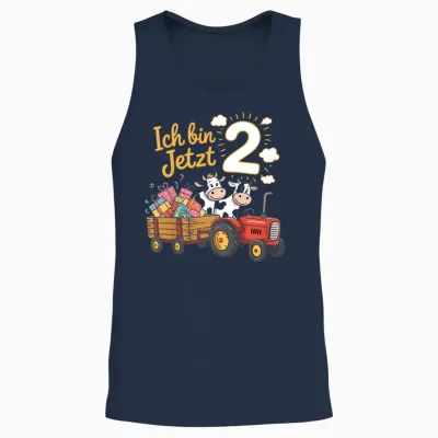 Ich Bin Jetzt 2 Traktor Bauernhof 2. Geburtstag Junge Unisex Tank Top - Navy