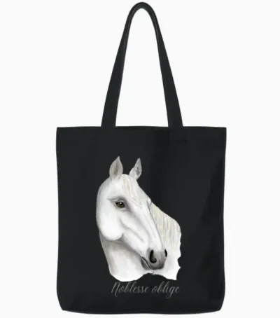 The White Horse Tote Bags - Black