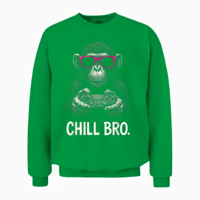 Chill Bro Cooler Affe Mit Sonnenbrille Gamer Geschenk Lustig Unisex Sweatshirt - Irish Green