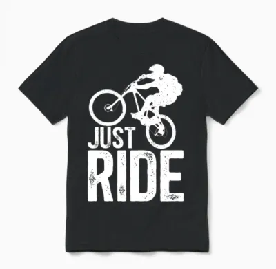 Mountain Biking Just Ride Distressed Unisex T-Shirt - Black