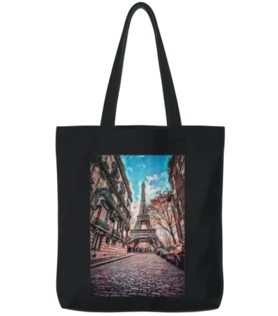 Vintage Eiffel Tower -Paris Painting France Lover Tote Bags - Black