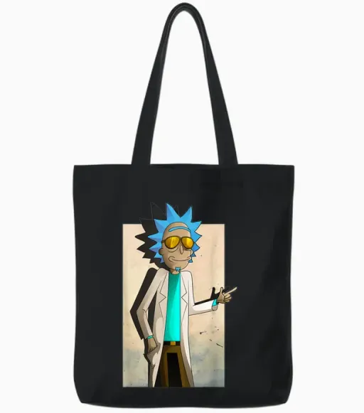 Mademark X Rick and Morty - Rick and Morty Cool Rick of Ricklantis Tote Bags in Black