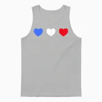 France Cœurs Tricolores Drapeau Bleu Blanc Rouge Unisex Tank Top in Ash - 1