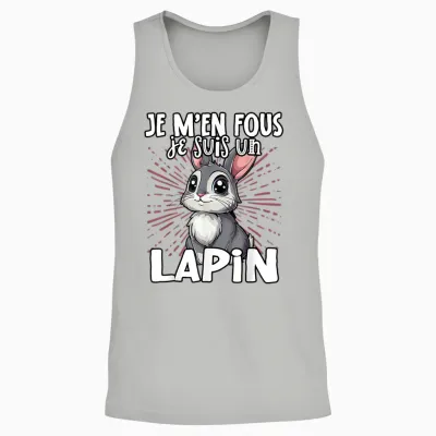 Je M'en Fous Je Suis Un Lapin Cute Rabbit T-Shirt, Black, S Unisex Tank Top - Ash