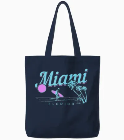 Miami Beach Florida Surfer Tote Bags - Navy