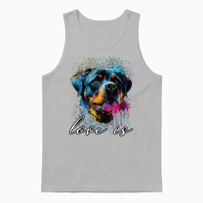 Colorful Splash Art Liebe Ist Mein Rottweiler Rottie Mama Unisex Tank Top - Ash