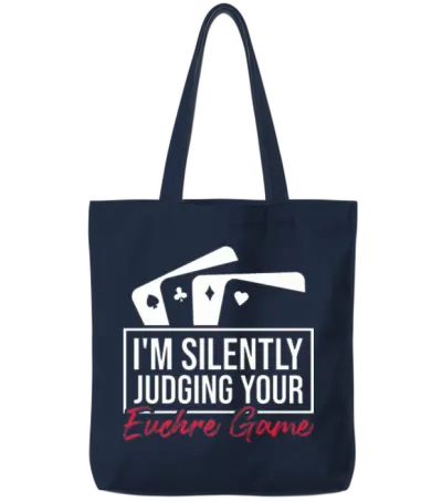 Judging Your Euchre Game Euchre Poker Euchre Tote Bags - Navy