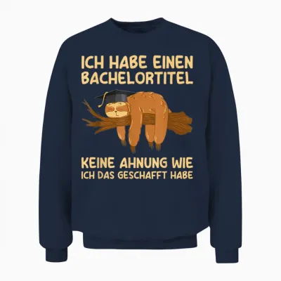 Herren Studium Abschluss Bachelortitel Faultier Bachelor Unisex Sweatshirt - Navy