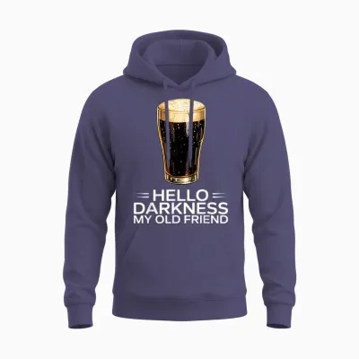 Hello Darkness My Old Friend Funny St. Patrick's Day Beer Unisex Hoodie - Heather Sport Dark Navy