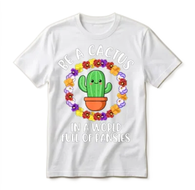 Be a Cactus Funny Cactus Unisex T-Shirt - White