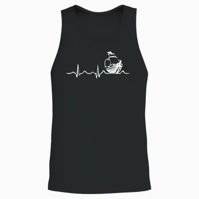 Sailing Heartbeat Boat Funny Boating Sailor Gift Unisex Tank Top - Black