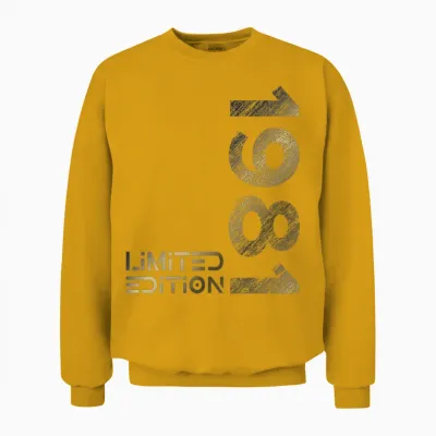 Limited Edition Vintage 1981 Man Woman 42nd Birthday T-Shirt, Black Unisex Sweatshirt - Gold