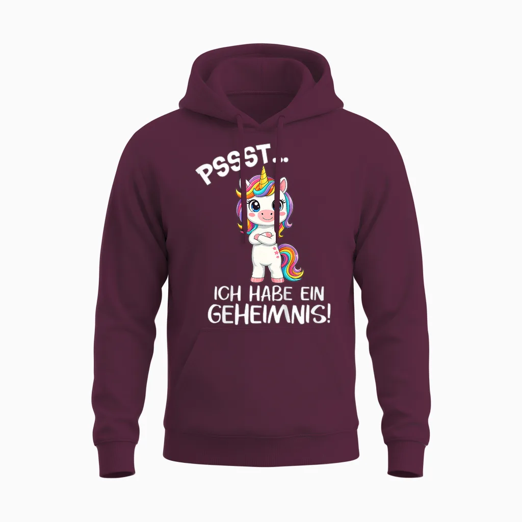 Ich Habe Ein Geheimnis Ich Werde Große Schwester Einhorn Unisex Hoodie in Maroon