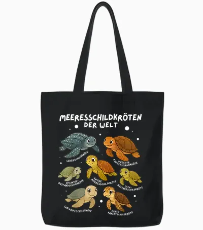 Meeresschildkröten Der Welt Niedliches Schildkröte Turtle Tote Bags - Black