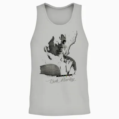 Bob Marley Catch a Fire Guitar Tee T-Shirt Small Unisex Tank Top - Ash