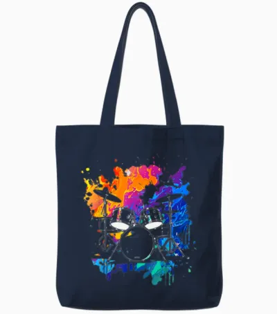 Drums Colorful Instrument Band Drum Music Tote Bags - Navy
