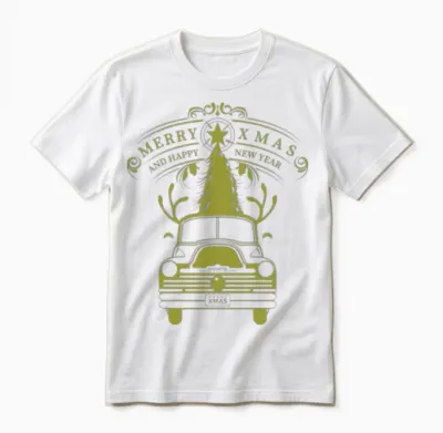 Christmas Retro Truck Unisex T-Shirt - White