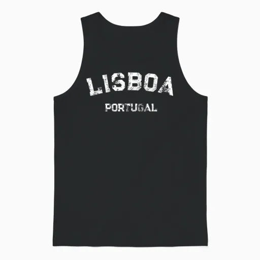 Lisboa Portugal Distressed Lisbon Travel Unisex Tank Top in Black