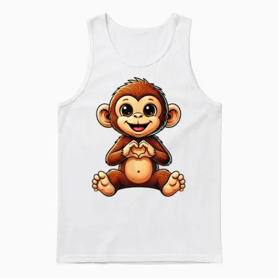 Affe Mit Herz | Süßes äffchen Mit Herzsymbol Unisex Tank Top - White
