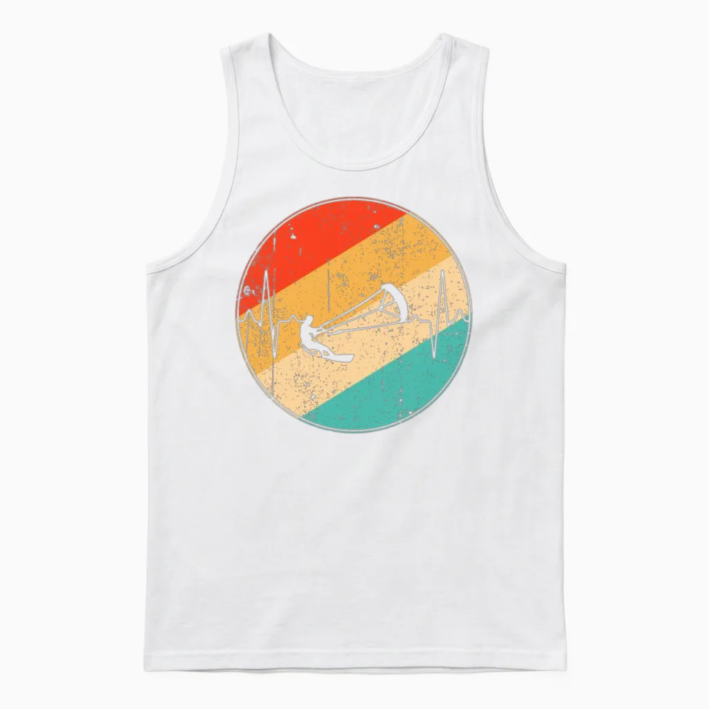 Kitesurfing Retro Heartbeat Unisex Tank Top - White