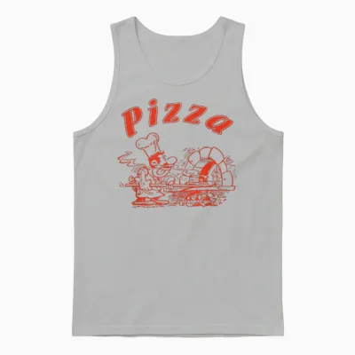 Pizza Logo Retro Italy as on the Box Unisex Tank Top - Ash