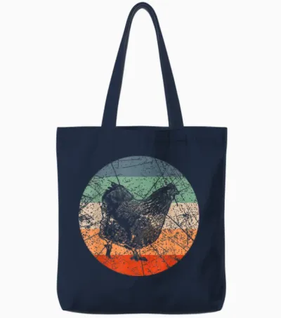 Retro Huhn-Silhouette – Farmer Vintage Orpington Tote Bags - Navy