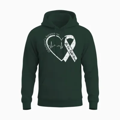 Alzheimer's Awareness Heart Ribbon Purple Dementia Mom Dad Unisex Hoodie - Forest
