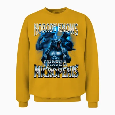 Micro Funny Inappropriate Men Rude Wolf Embarrassing Unisex Sweatshirt - Gold