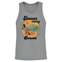 Forever Chasing Sunsets Retro Beach Tees Unisex Tank Top - Sport Grey – 2