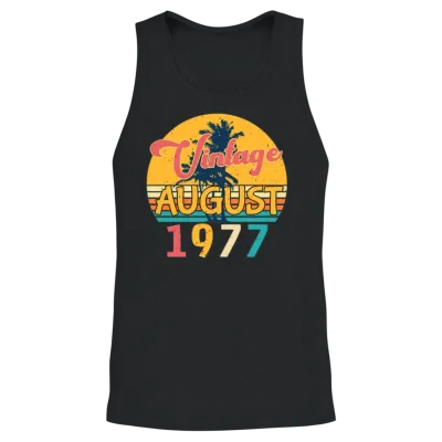 1977 August Retro Unisex Tank Top - Black
