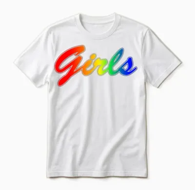 Girls Rainbow Lettering Retro Unisex T-Shirt - White