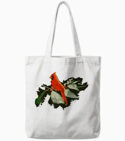 Wild Red Cardinal Bird Lovers Tote Bags in White