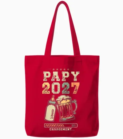 Papy 2027 Chargement Futur Grand Père Annonce Bébé Tote Bags - Red