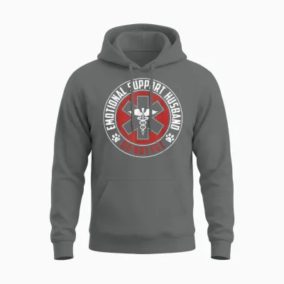 Emotional Support Husband Do Not Pet Funny Couples Unisex Hoodie - Graphite Heather